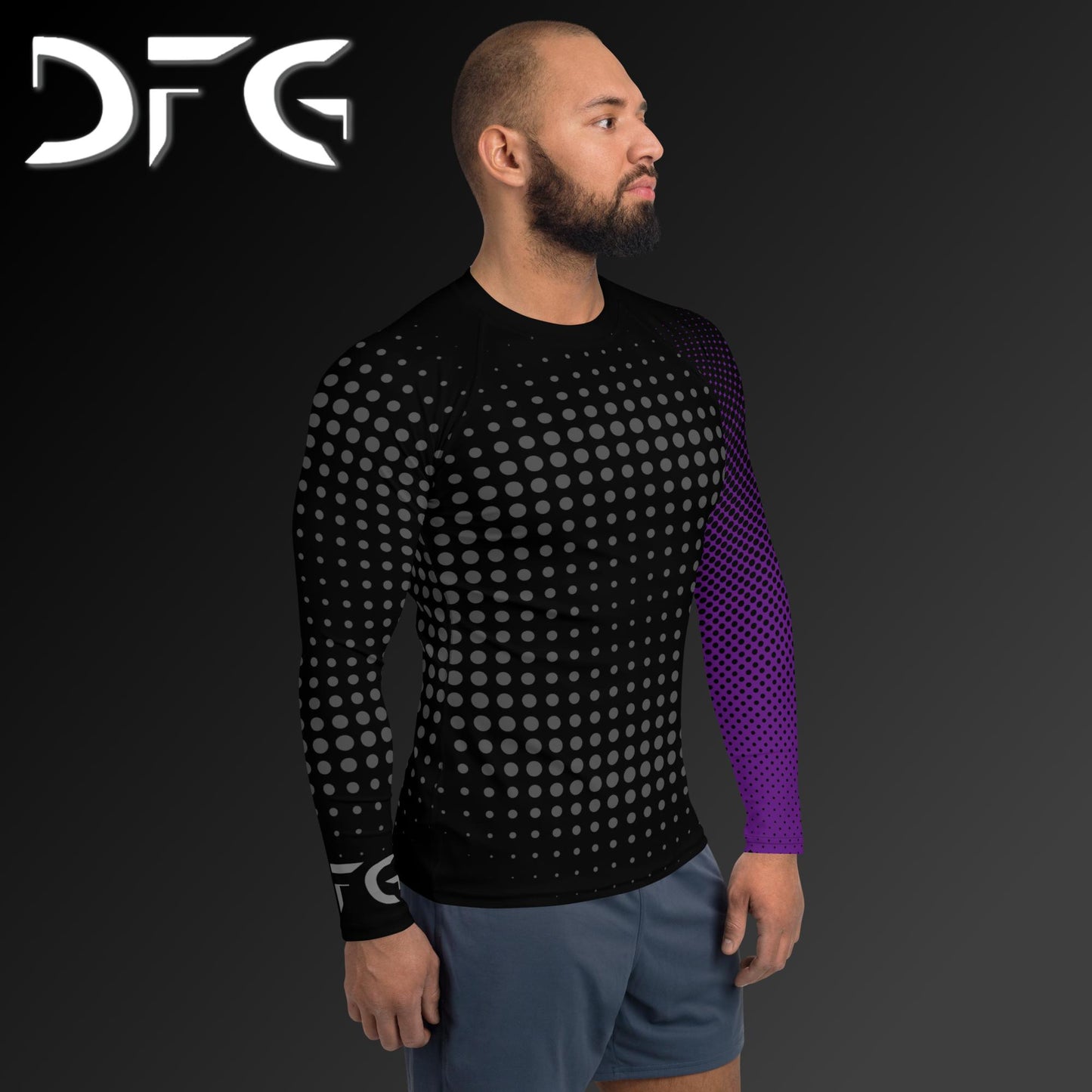 Masculine-Fit Purple Gradient Long-Sleeved Rash Guard