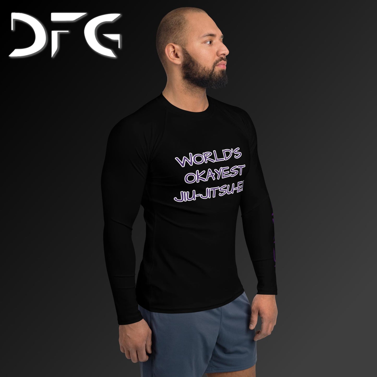 Masculine-Fit Purple OKAY Long-Sleeved Rash Guard