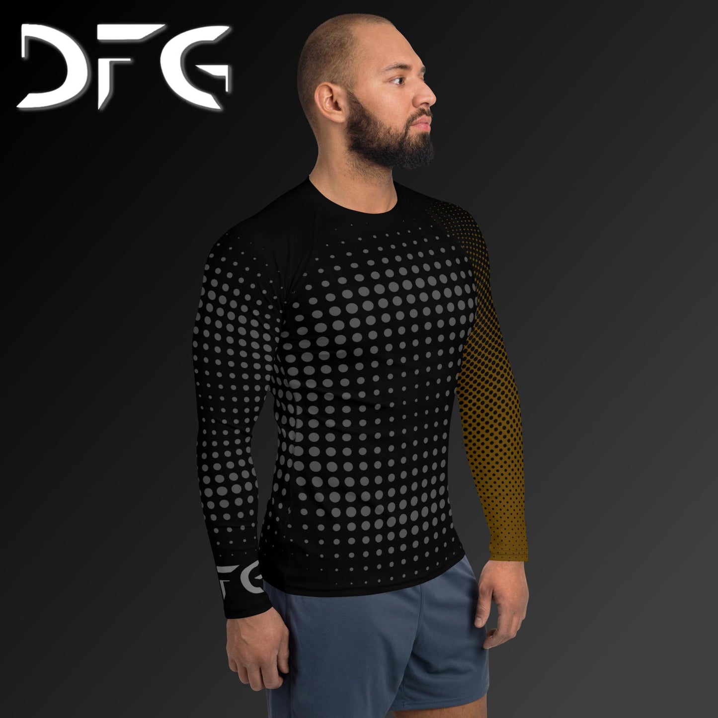 Masculine-Fit Brown Gradient Long-Sleeved Rash Guard
