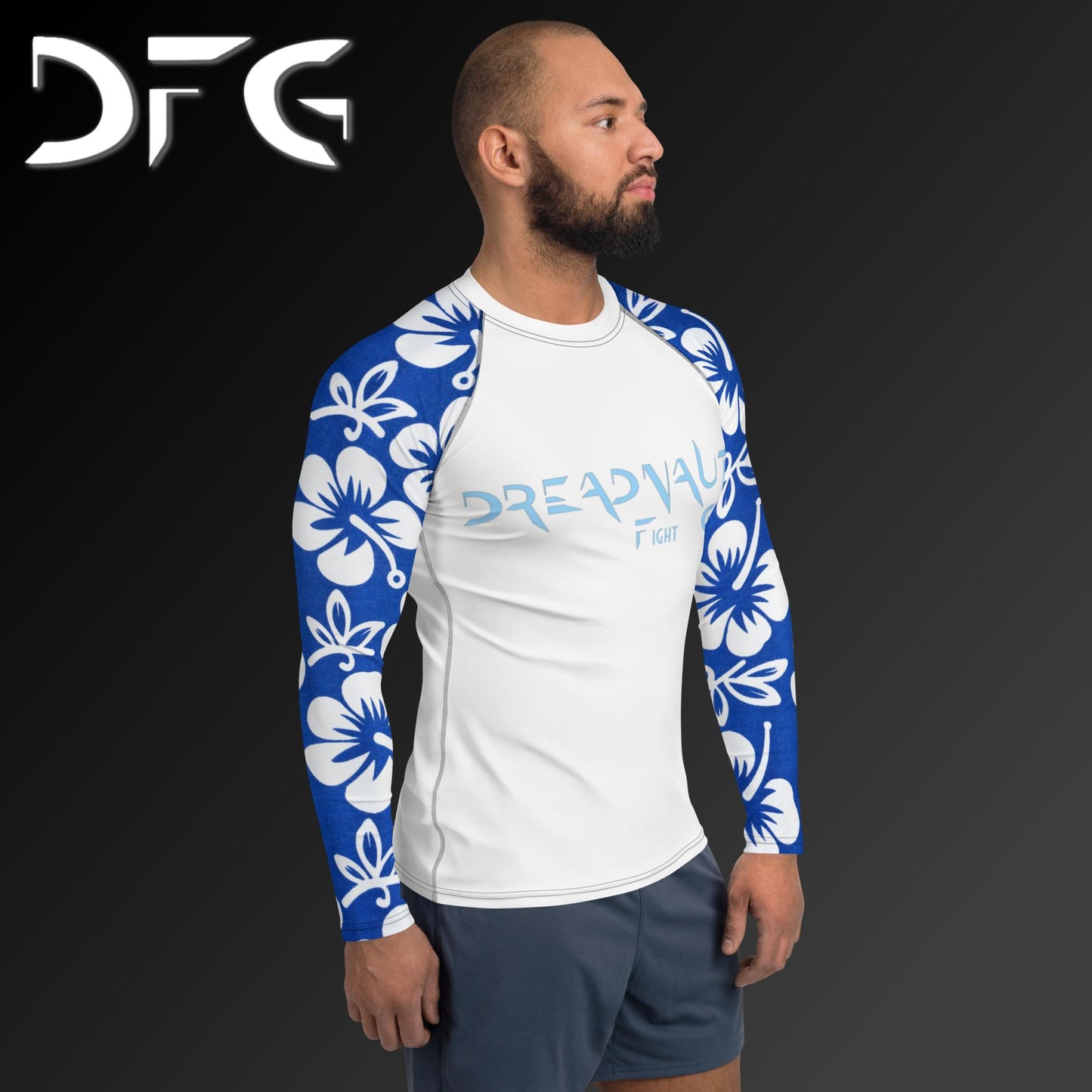 Masculine-Fit Floral Long-Sleeved Rash Guard