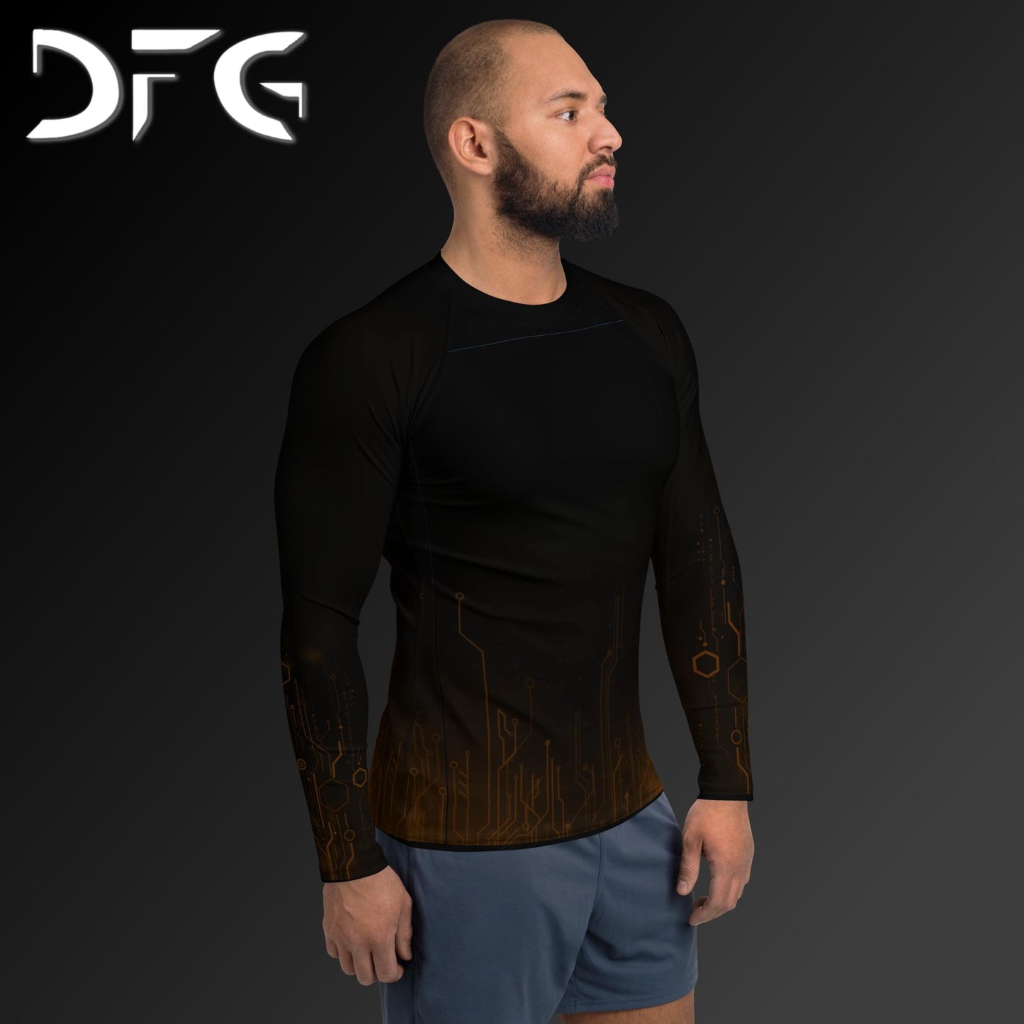 Masculine-Fit Brown Tech Rash Guard