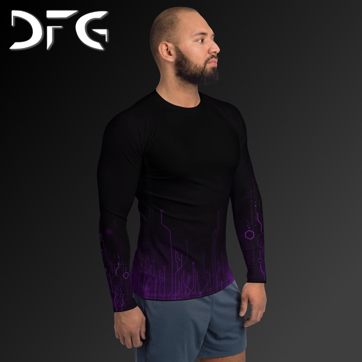 Masculine-Fit Purple Tech Rash Guard