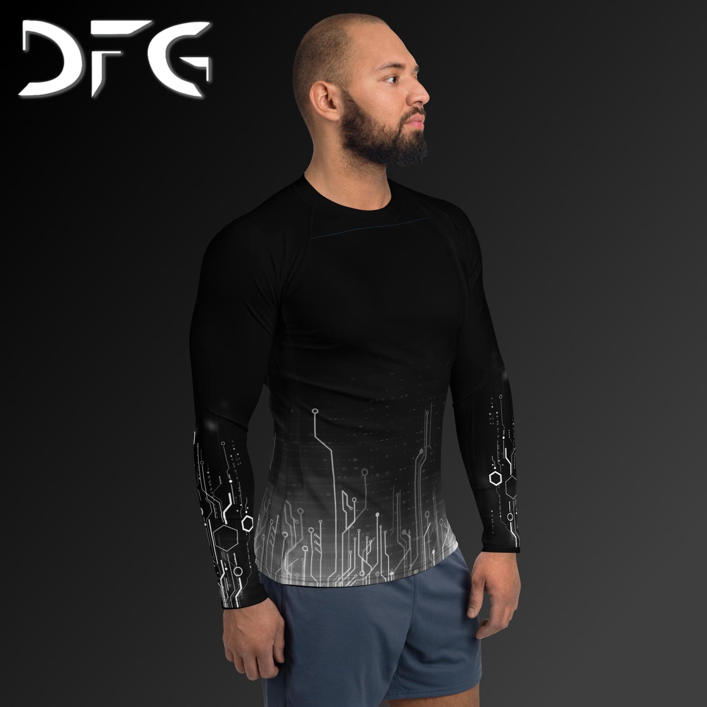 Masculine-Fit White Tech Rash Guard