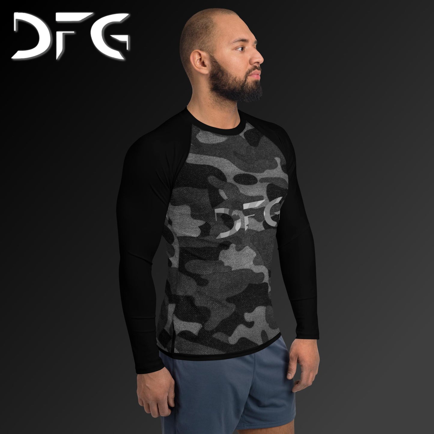 Masculine-Fit White Camo Rash Guard