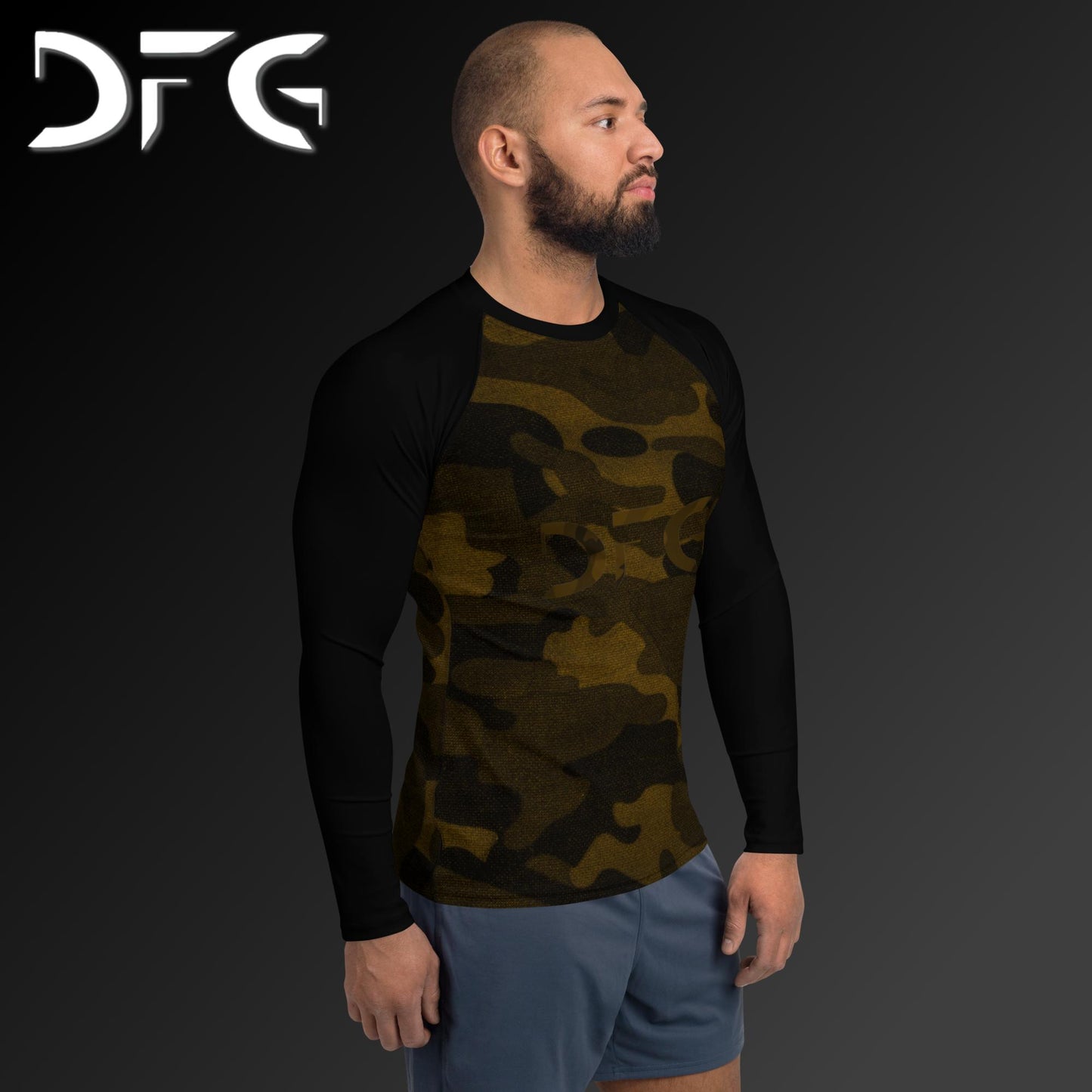Masculine-Fit Brown Camo Rash Guard