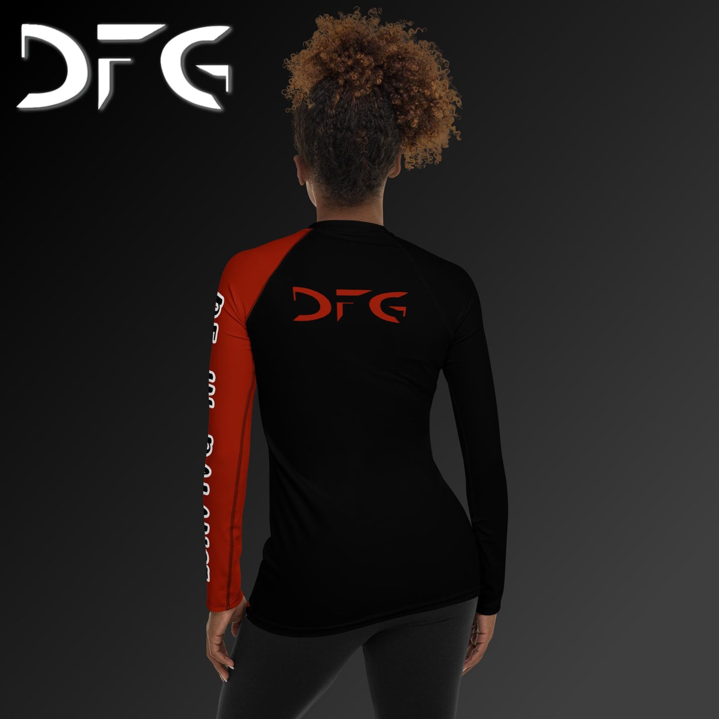 Feminine-Fit Black/Red Balance Long-Sleeved Rash Guard