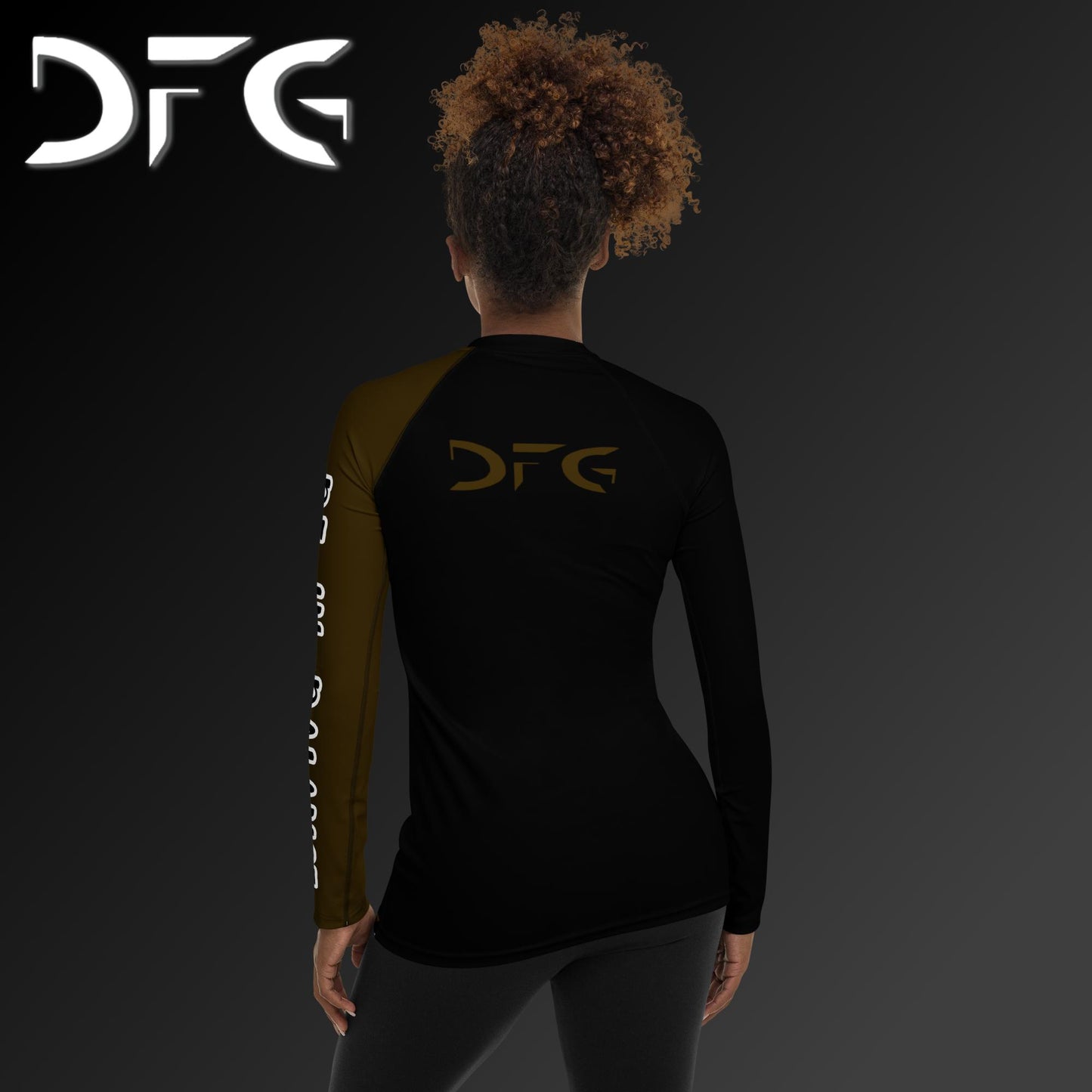 Feminine-Fit Brown Balance Long-Sleeved Rash Guard