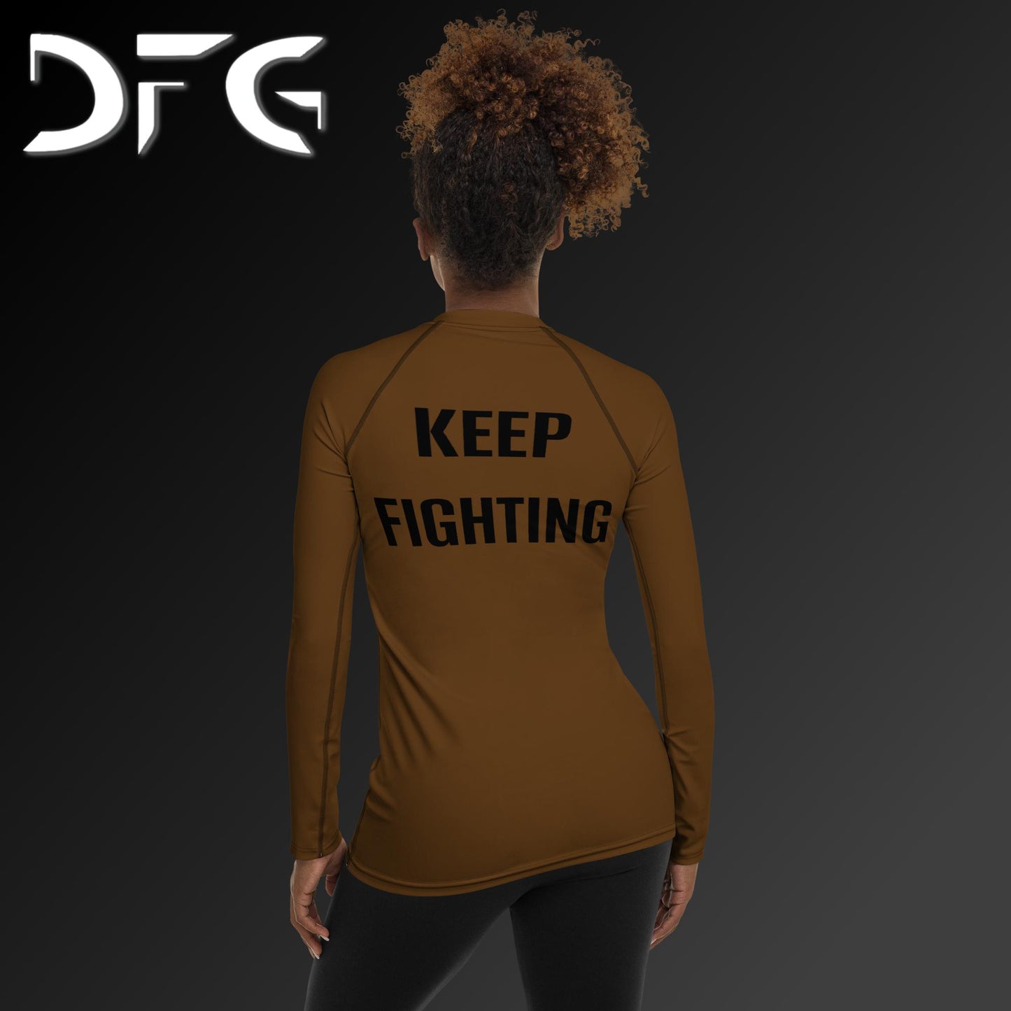 Feminine-Fit Brown Long-Sleeved Rash Guard