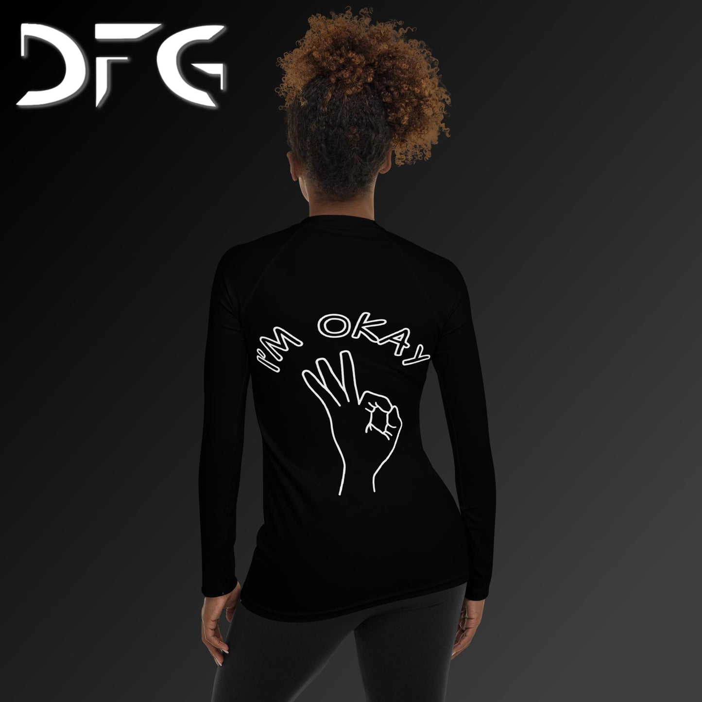 Feminine-Fit White OKAY Long-Sleeved Rash Guard