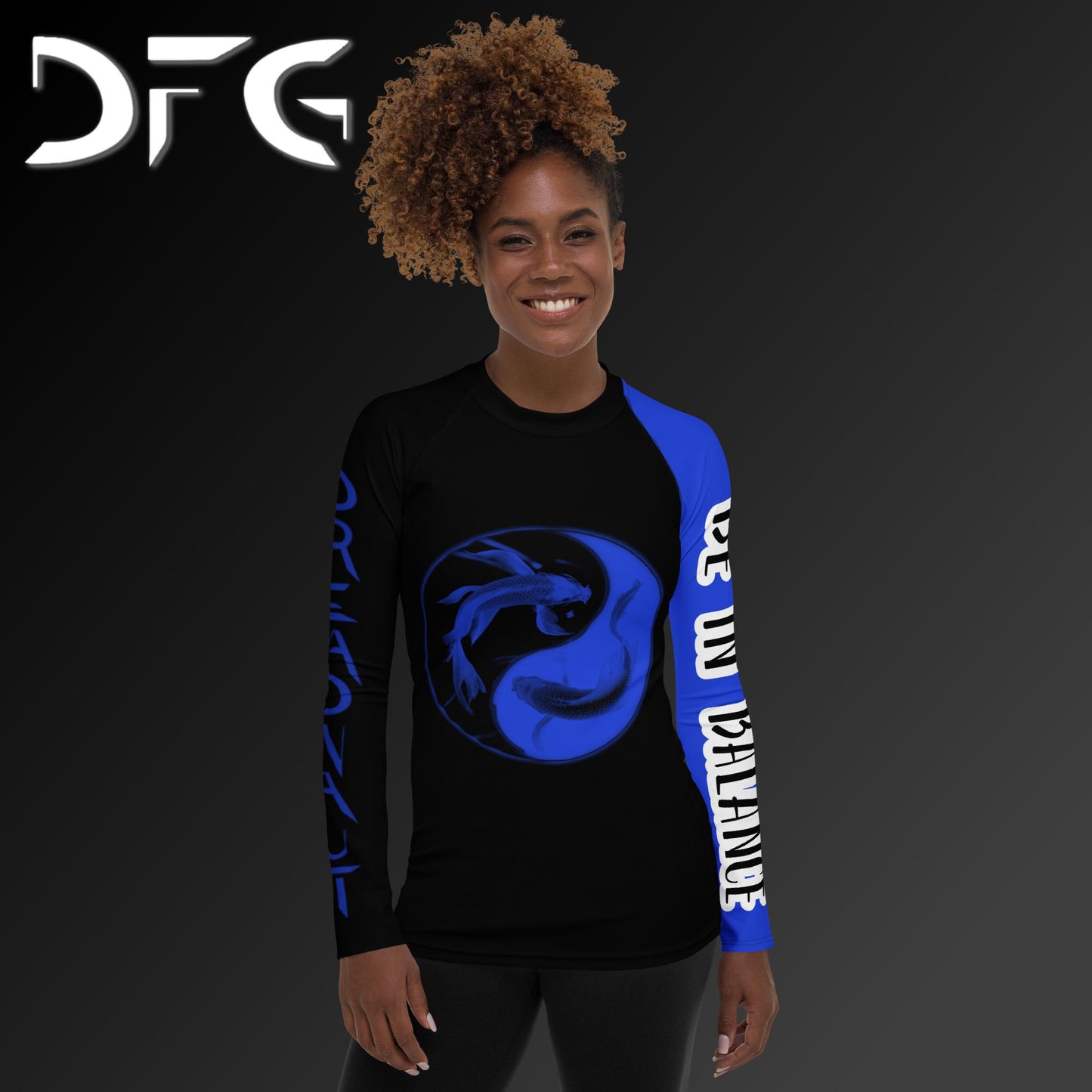 Feminine-Fit Blue Balance Long-Sleeved Rash Guard