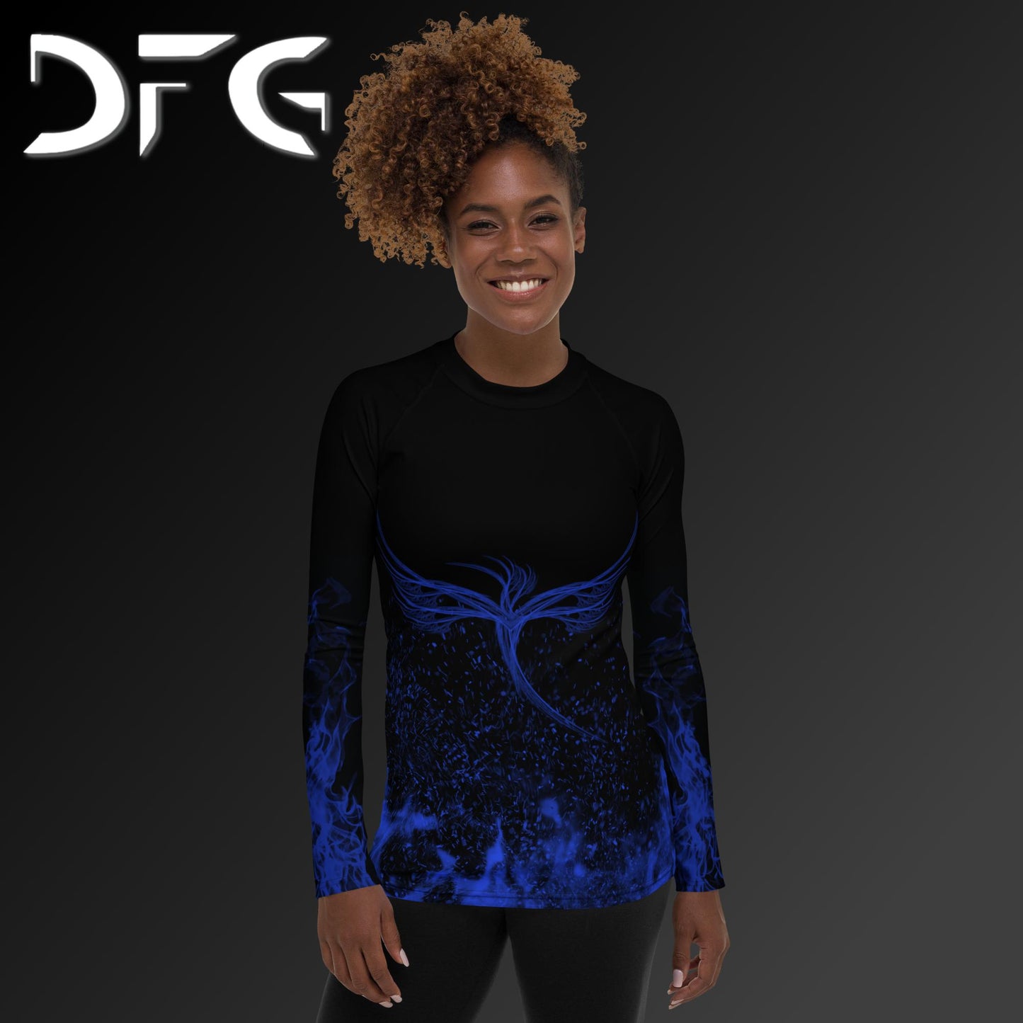 Feminine-Fit Blue Phoenix Long-Sleeved Rash Guard