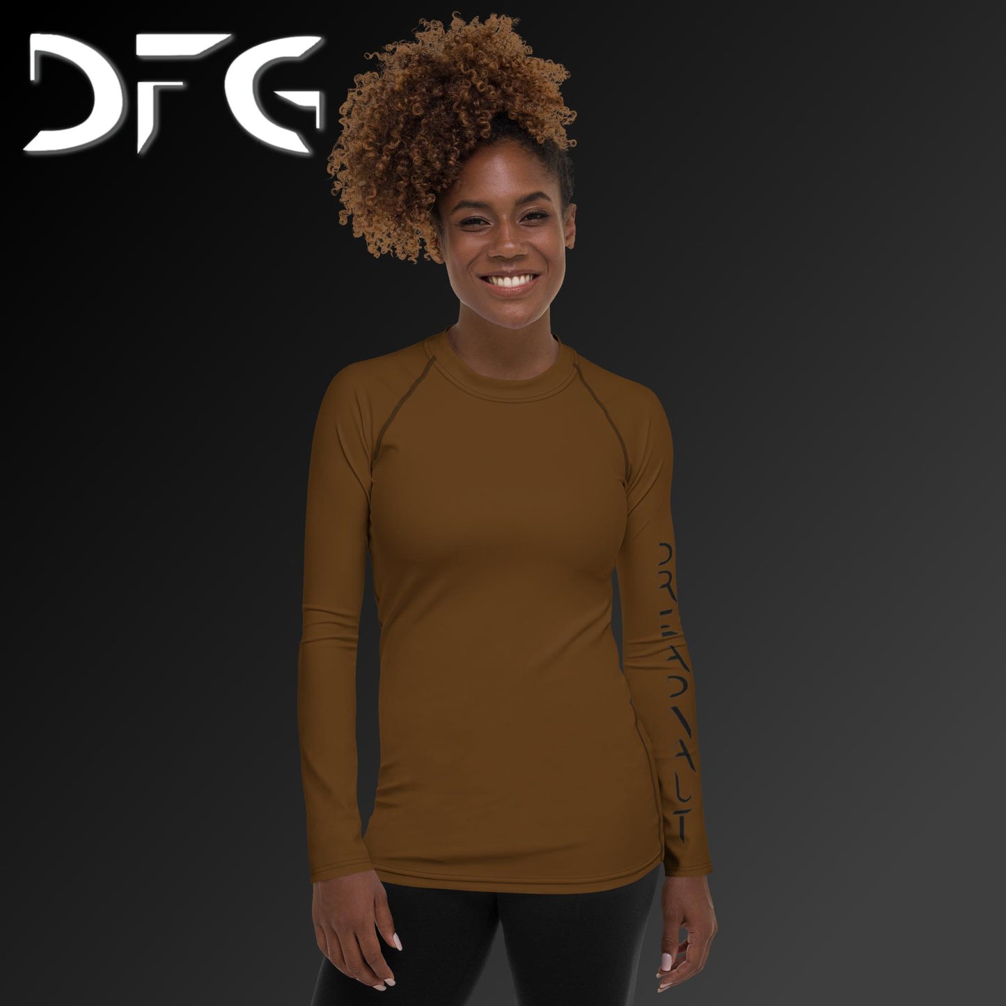 Feminine-Fit Brown Long-Sleeved Rash Guard