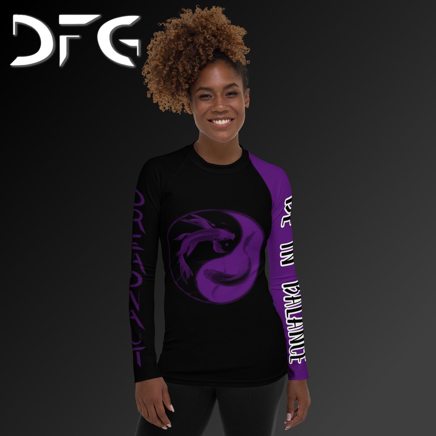 Feminine-Fit Purple Balance Long-Sleeved Rash Guard
