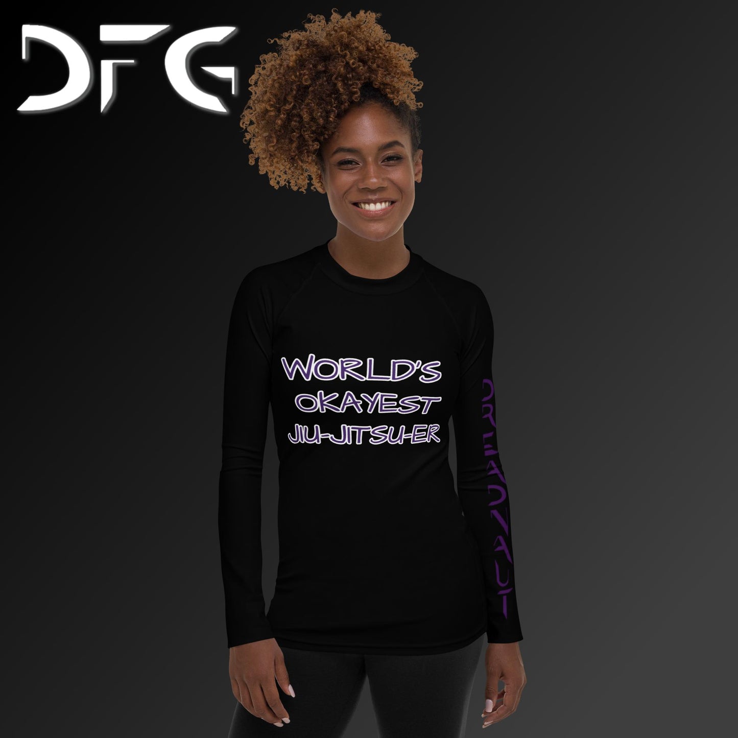 Feminine-Fit Purple OKAY Long-Sleeved Rash Guard