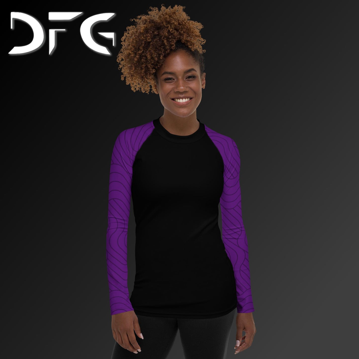 Feminine-Fit Purple S-Curve Long-Sleeved Rash Guard