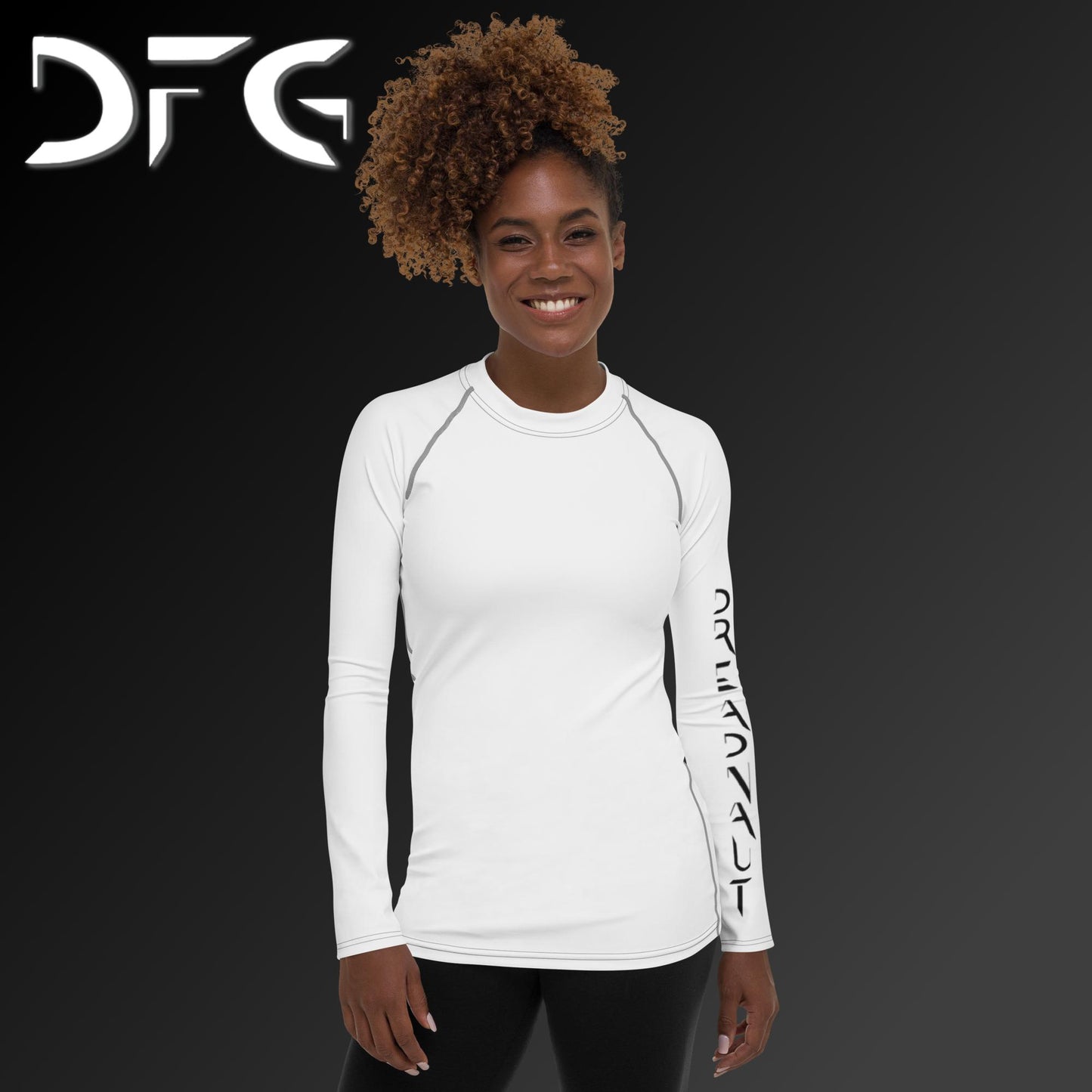 Feminine-Fit White Long-Sleeved Rash Guard