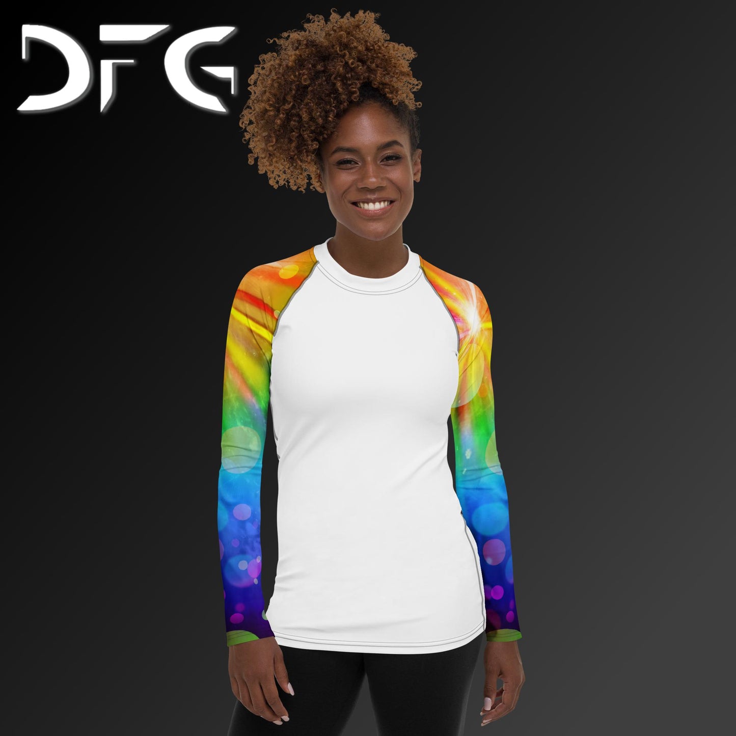 Feminine-Fit Rainbow Rays Long-Sleeved Rash Guard