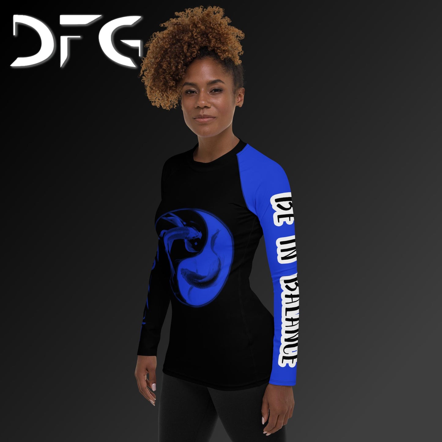 Feminine-Fit Blue Balance Long-Sleeved Rash Guard
