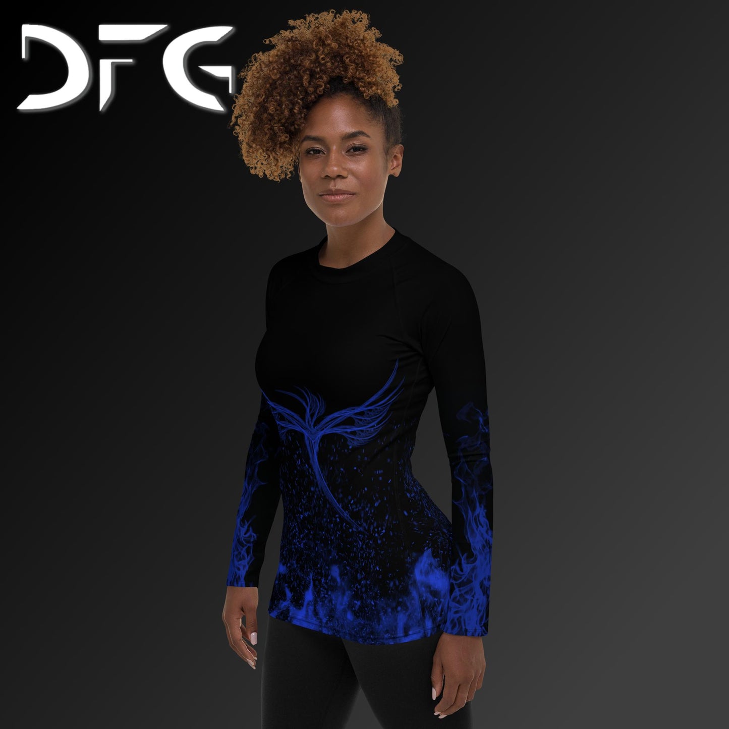 Feminine-Fit Blue Phoenix Long-Sleeved Rash Guard