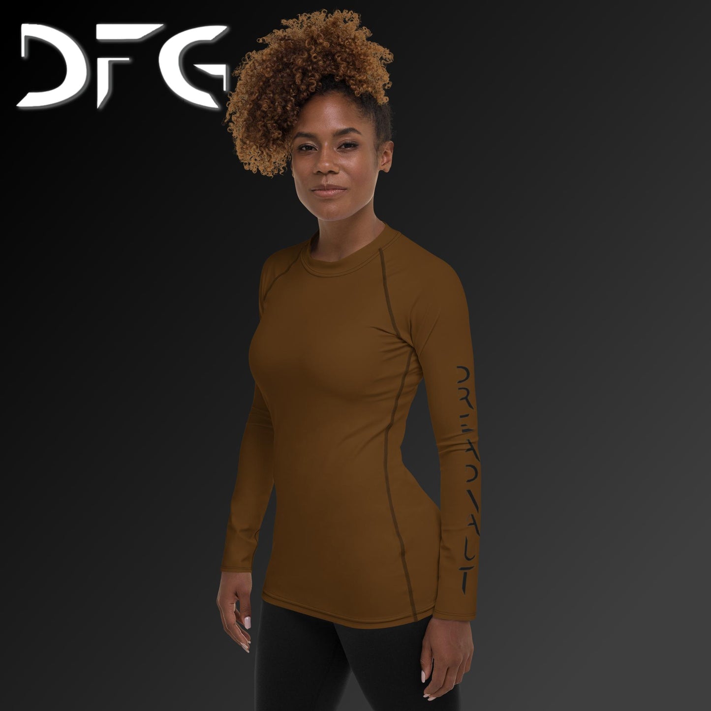 Feminine-Fit Brown Long-Sleeved Rash Guard