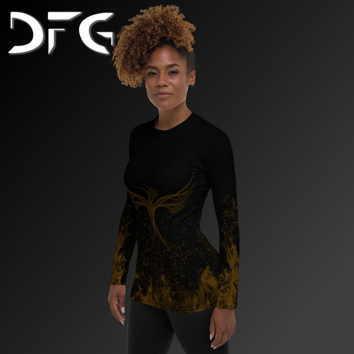 Feminine-Fit Brown Phoenix Long-Sleeved Rash Guard