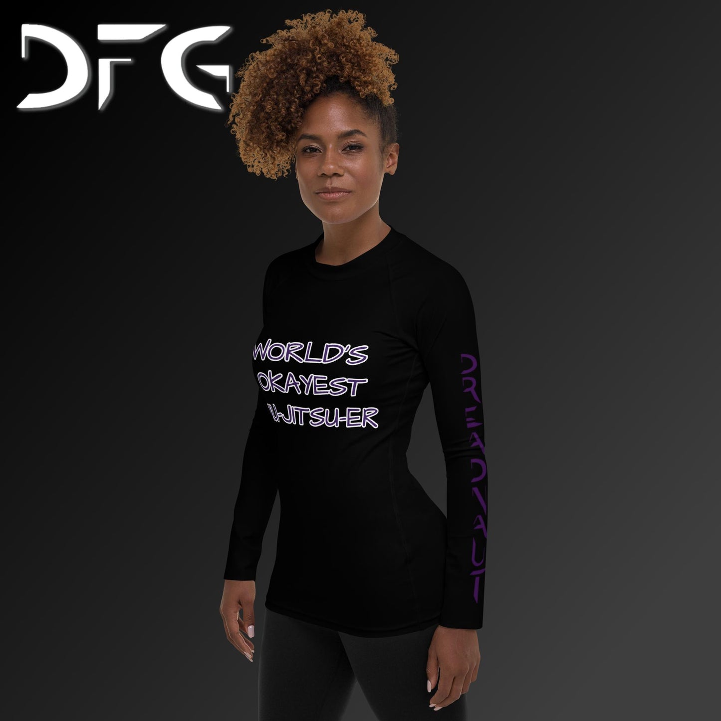 Feminine-Fit Purple OKAY Long-Sleeved Rash Guard