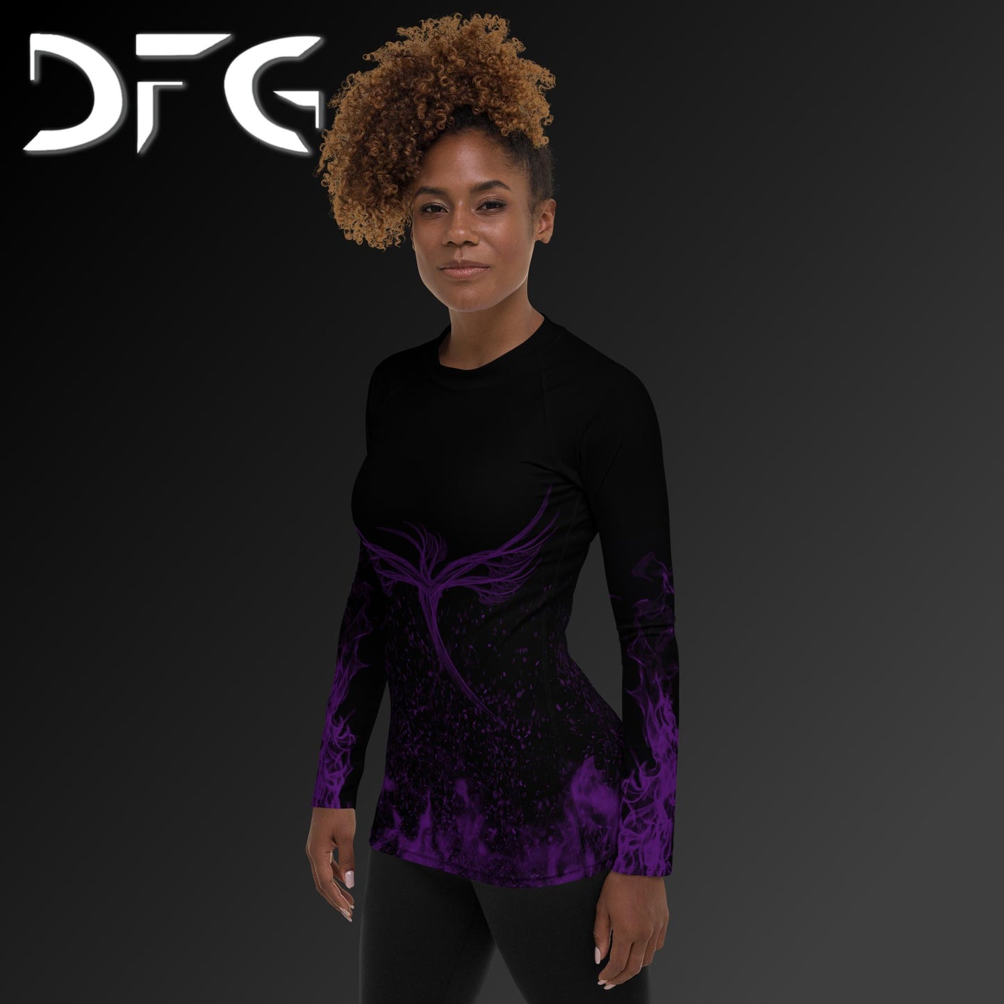 Feminine-Fit Purple Phoenix Long-Sleeved Rash Guard