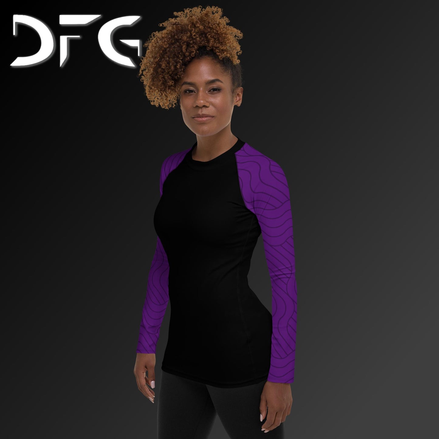 Feminine-Fit Purple S-Curve Long-Sleeved Rash Guard