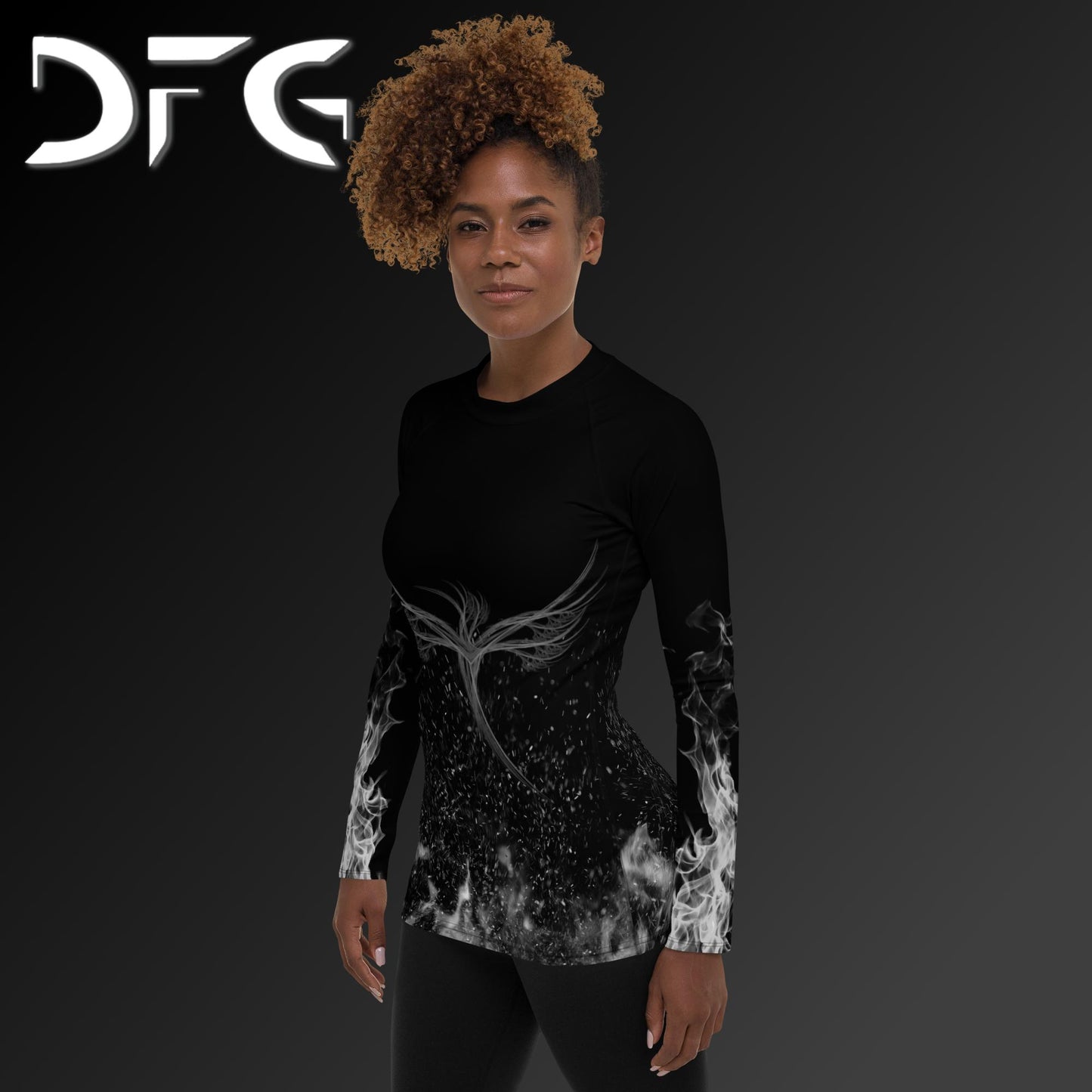 Feminine-Fit White Phoenix Long-Sleeved Rash Guard