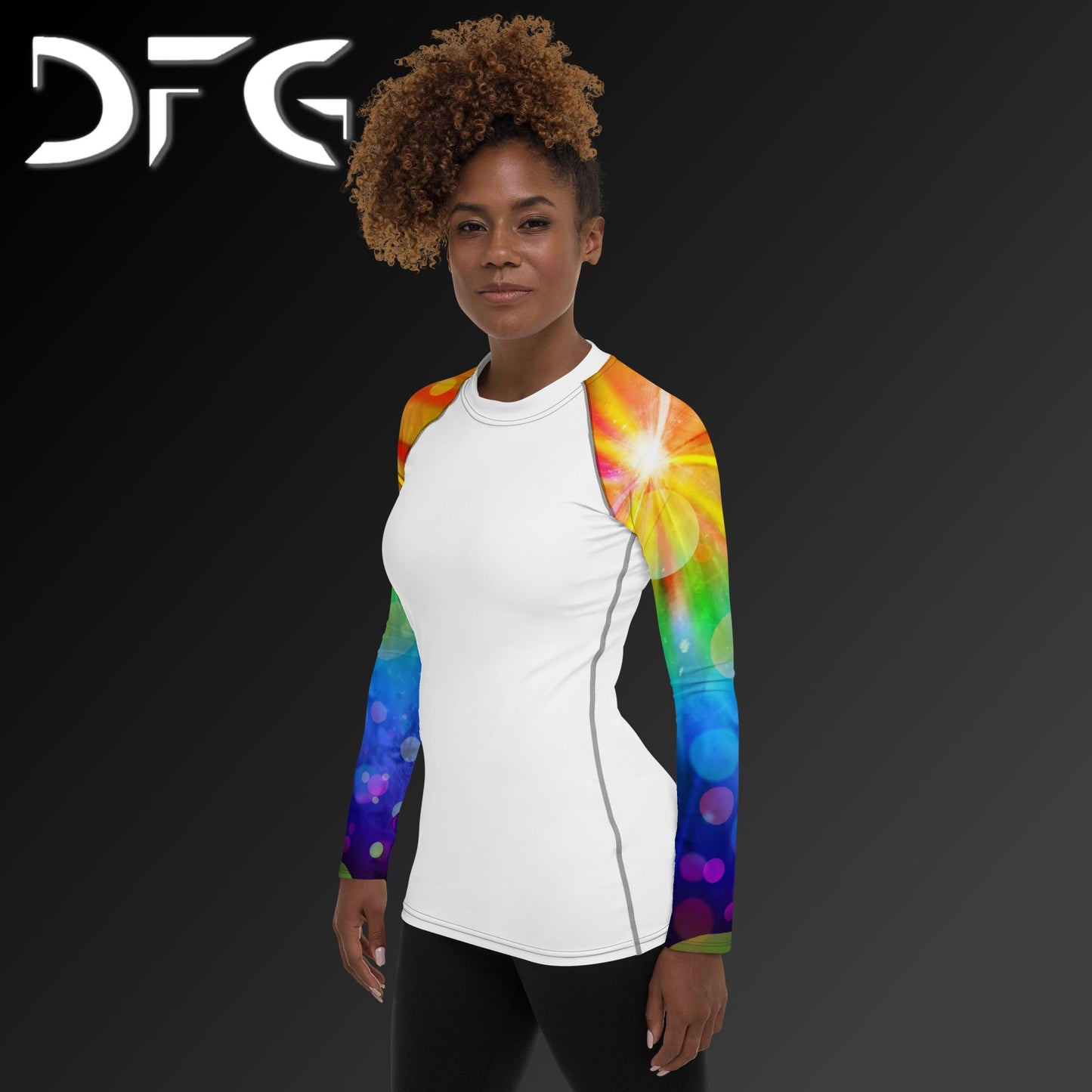 Feminine-Fit Rainbow Rays Long-Sleeved Rash Guard