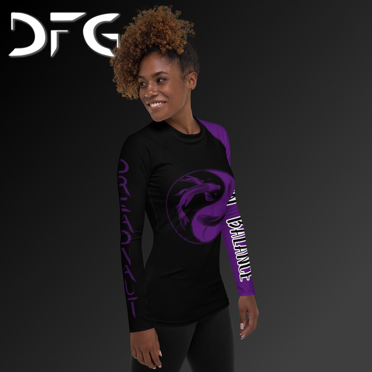 Feminine-Fit Purple Balance Long-Sleeved Rash Guard