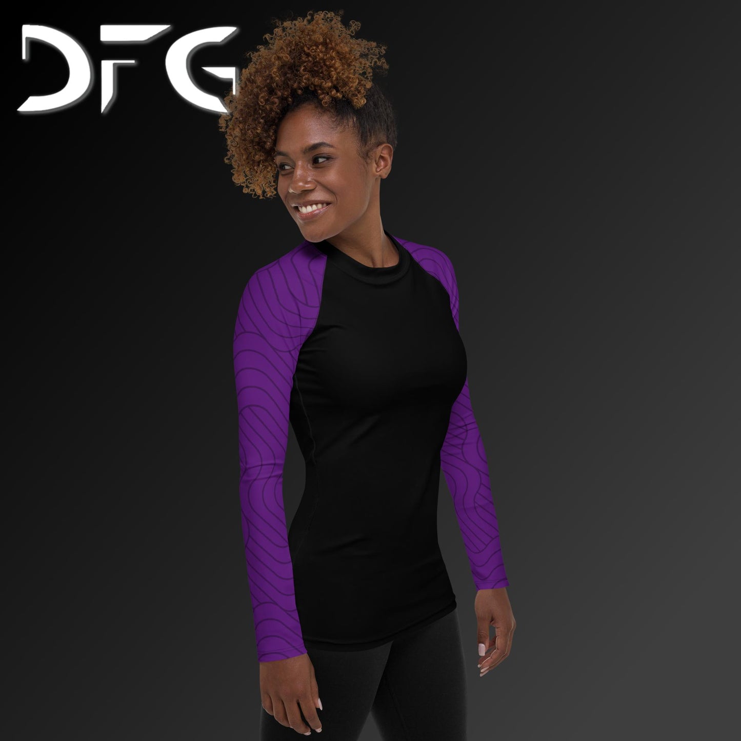Feminine-Fit Purple S-Curve Long-Sleeved Rash Guard