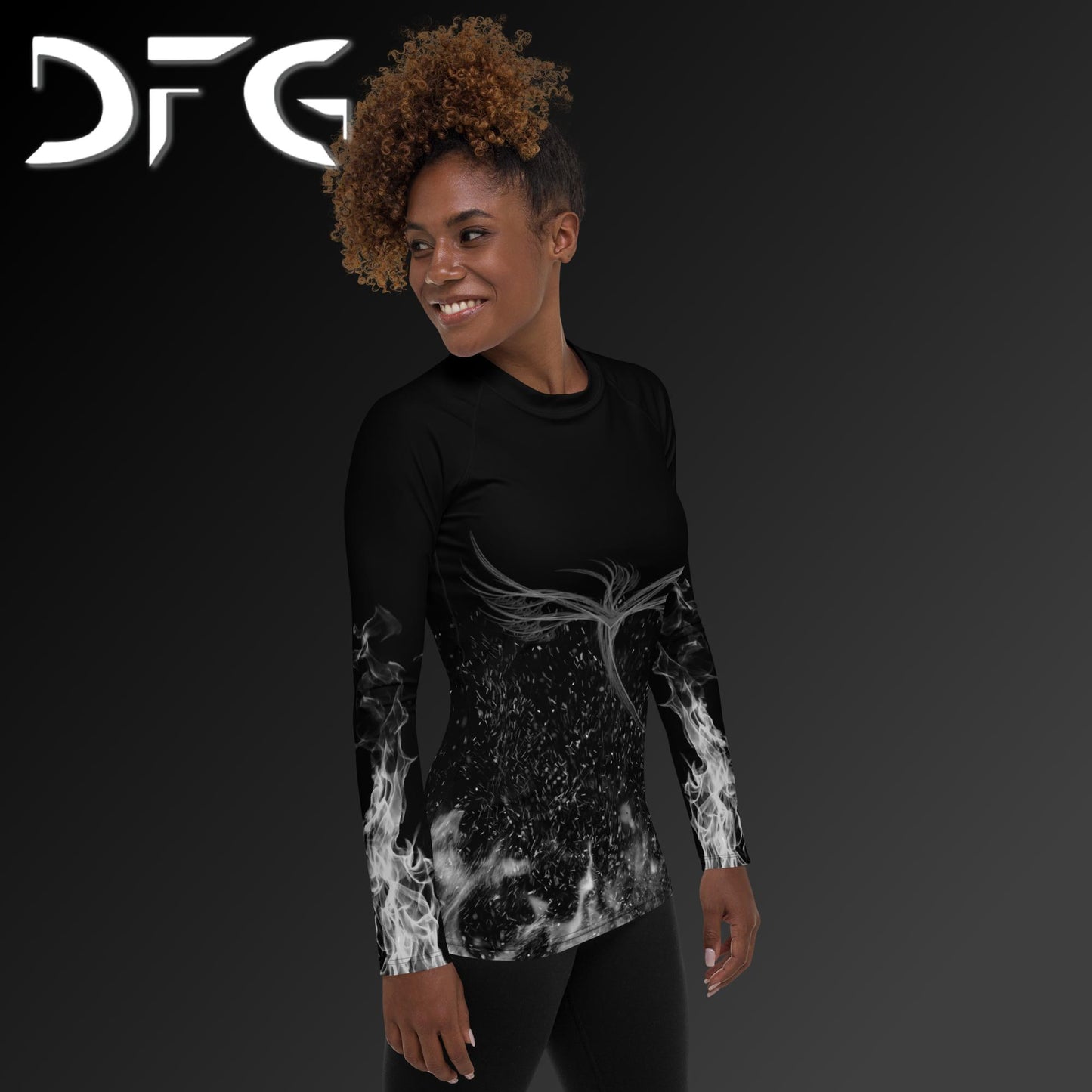 Feminine-Fit White Phoenix Long-Sleeved Rash Guard
