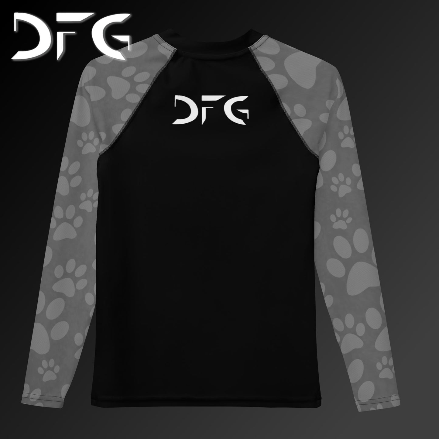 Youth Grey Pawprints Long-Sleeved Rash Guard