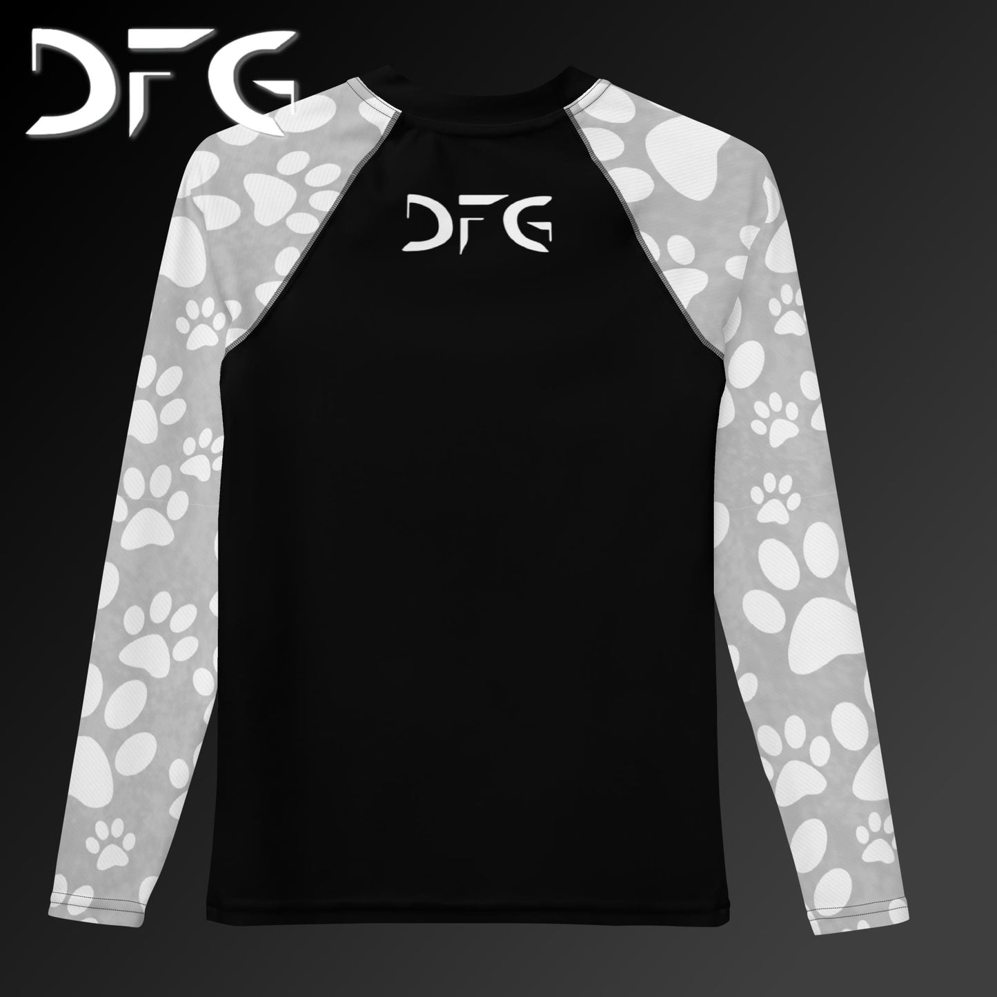 Youth White Pawprints Long-Sleeved Rash Guard