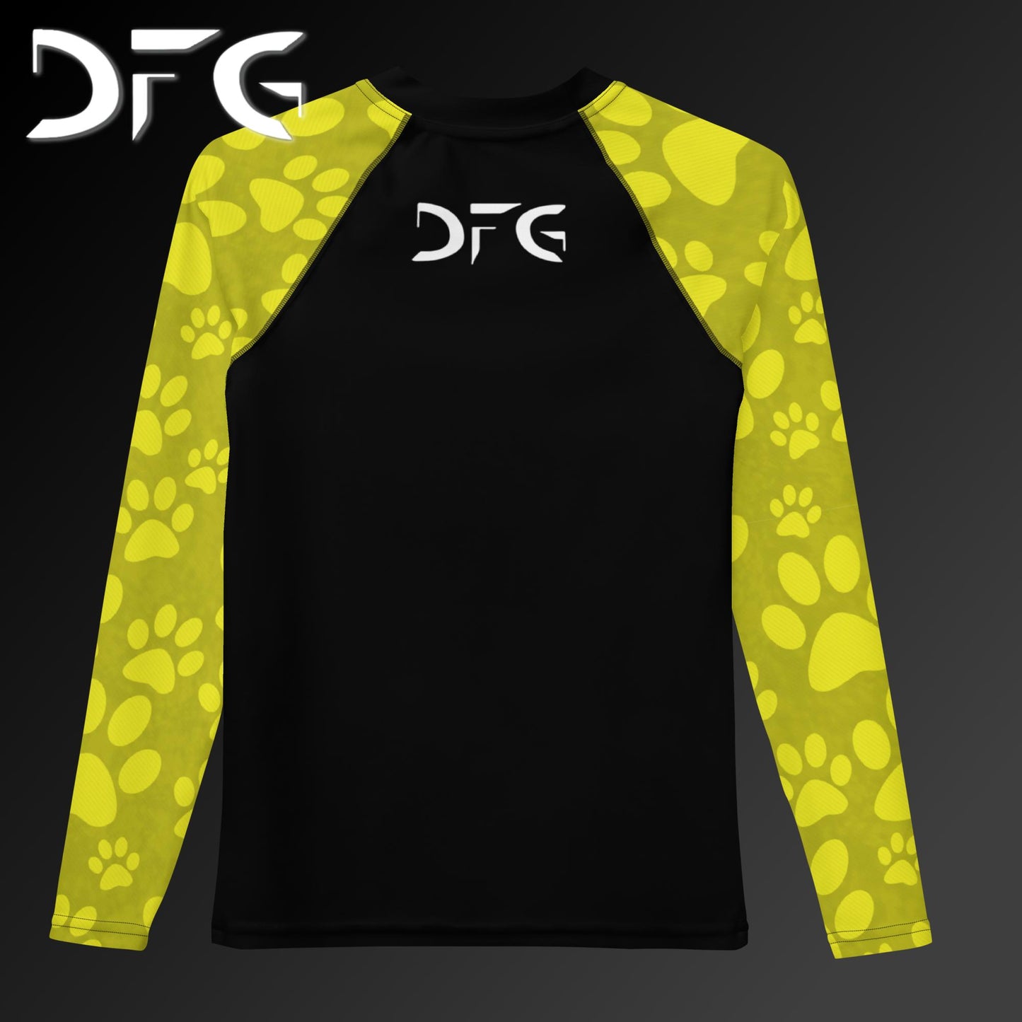 Youth Yellow Pawprints Long-Sleeved Rash Guard