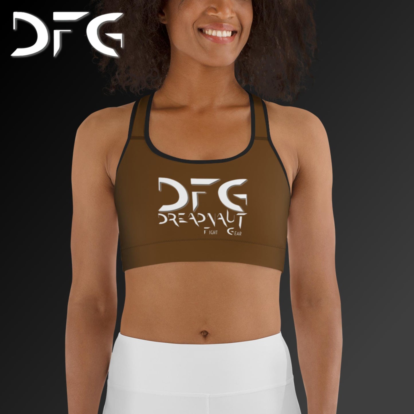 Simple Sports Bra Brown/White