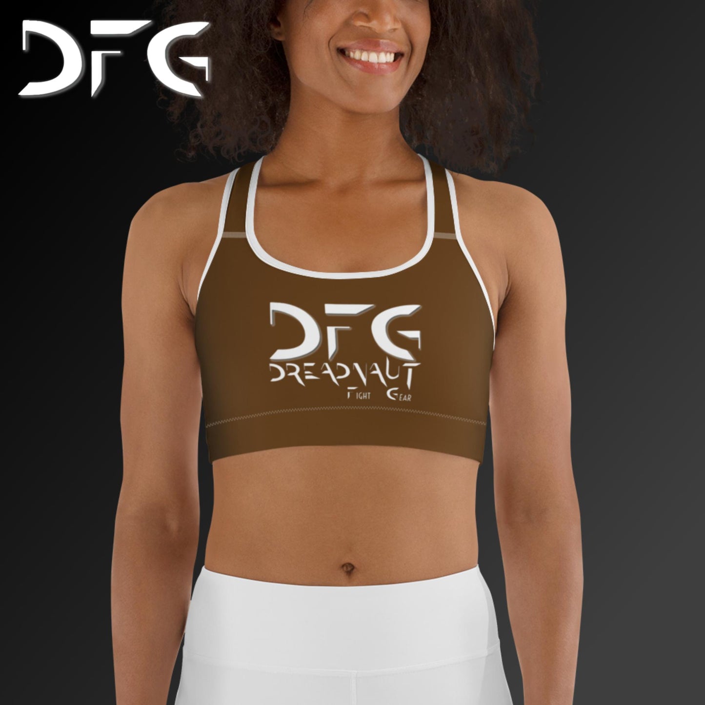 Simple Sports Bra Brown/White