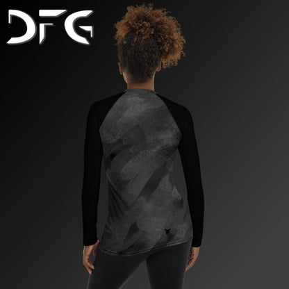 Feminine-Fit White Strokes Long-Sleeved Rash Guard