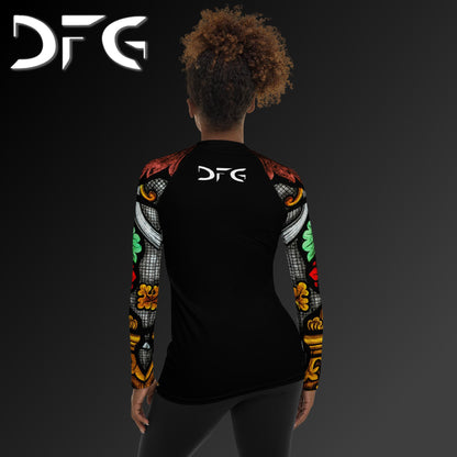 Feminine-Fit Sugar Skull Long-Sleeved Rash Guard