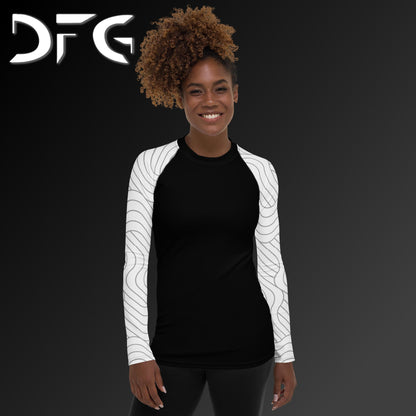 Feminine-Fit White S-Curve Long-Sleeved Rash Guard