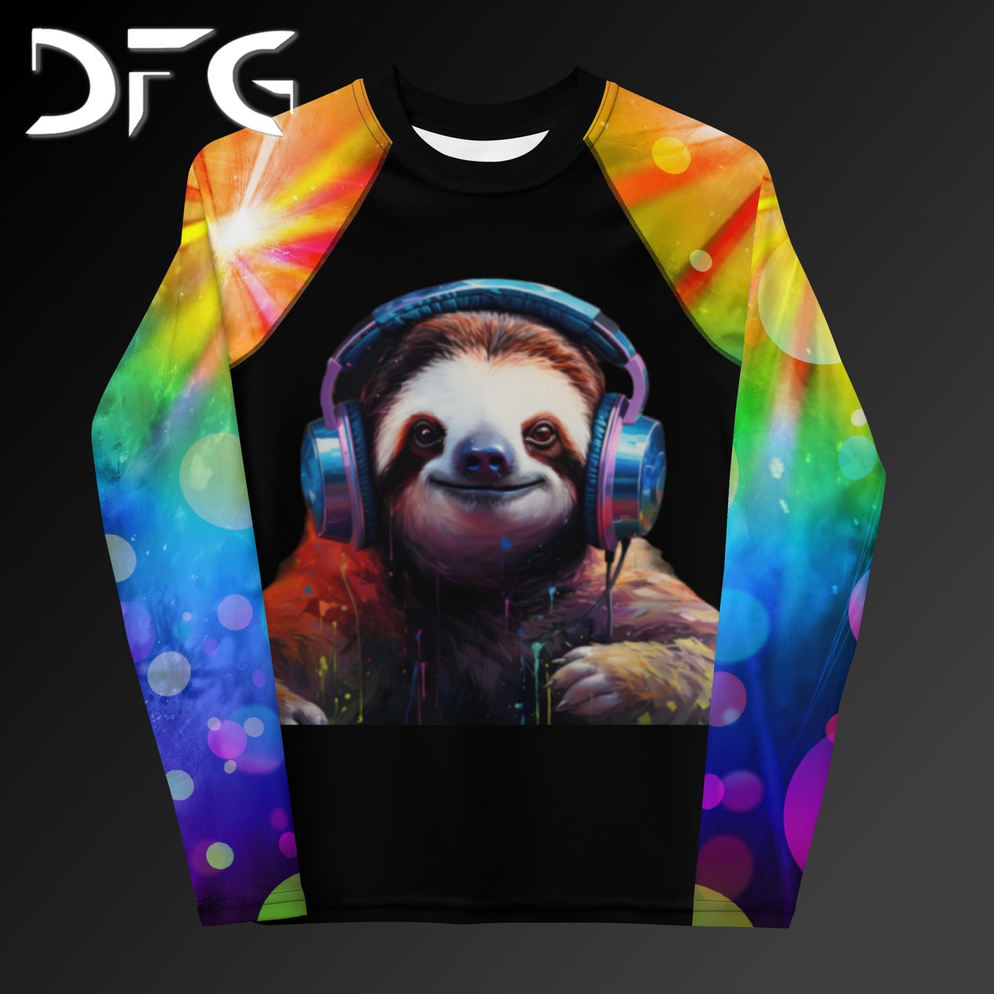 Youth Rainbow Sloth Long-Sleeved Rash Guard