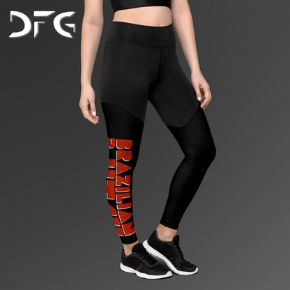 Feminine-Fit Squat-Proof Leggings Jiu-Jitsu Red