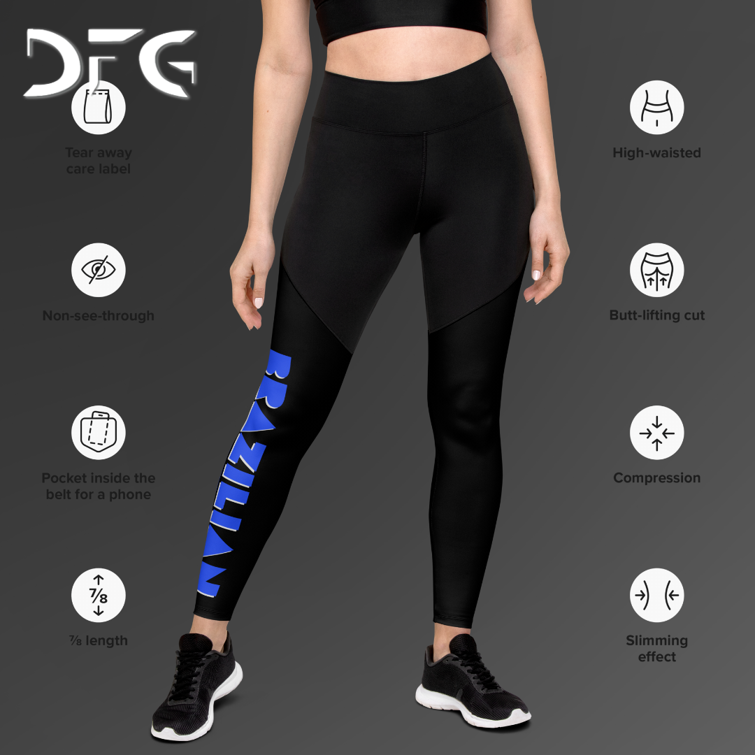 Feminine-Fit Squat-Proof Leggings Jiu-Jitsu Blue