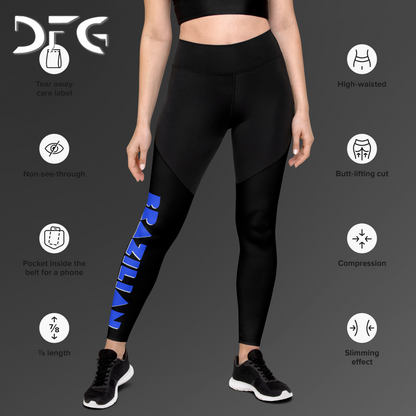 Feminine-Fit Squat-Proof Leggings Jiu-Jitsu Blue